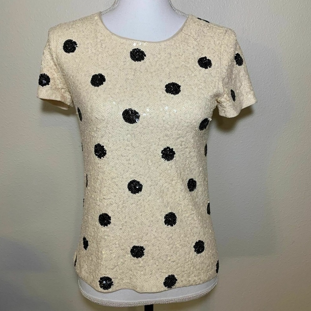 J Crew Sequin Polka Dot Top